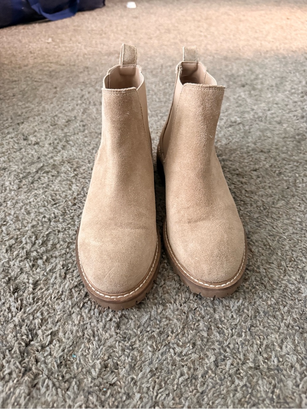 Steve Madden Tan Suede Chelsea Lug Ankle Boots